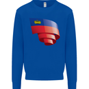 Curled Liechtenstein Flag Liechtensteiner Day Football Kids Sweatshirt Jumper Royal Blue