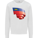 Curled Liechtenstein Flag Liechtensteiner Day Football Kids Sweatshirt Jumper White