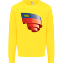 Curled Liechtenstein Flag Liechtensteiner Day Football Kids Sweatshirt Jumper Yellow