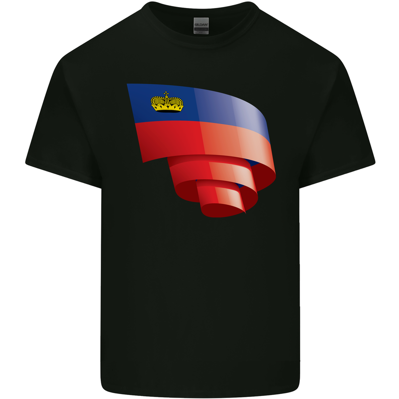 Curled Liechtenstein Flag Liechtensteiner Day Football Kids T-Shirt Childrens Black
