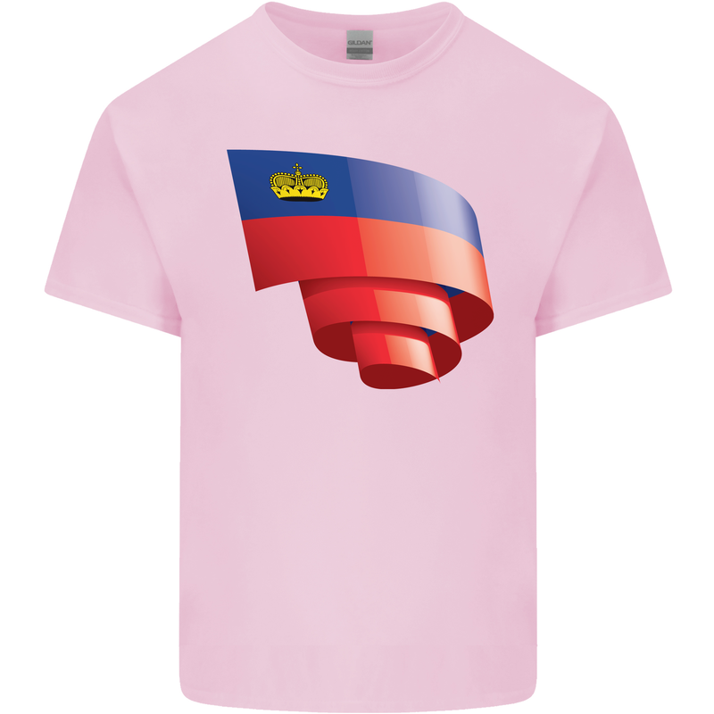 Curled Liechtenstein Flag Liechtensteiner Day Football Kids T-Shirt Childrens Light Pink