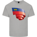 Curled Liechtenstein Flag Liechtensteiner Day Football Kids T-Shirt Childrens Sports Grey