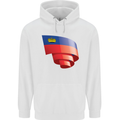 Curled Liechtenstein Flag Liechtensteiner Day Football Mens 80% Cotton Hoodie White