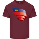 Curled Liechtenstein Flag Liechtensteiner Day Football Mens Cotton T-Shirt Tee Top Maroon
