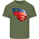 Curled Liechtenstein Flag Liechtensteiner Day Football Mens Cotton T-Shirt Tee Top Military Green