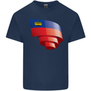 Curled Liechtenstein Flag Liechtensteiner Day Football Mens Cotton T-Shirt Tee Top Navy Blue