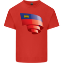 Curled Liechtenstein Flag Liechtensteiner Day Football Mens Cotton T-Shirt Tee Top Red