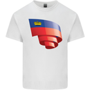 Curled Liechtenstein Flag Liechtensteiner Day Football Mens Cotton T-Shirt Tee Top White
