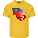 Curled Liechtenstein Flag Liechtensteiner Day Football Mens Cotton T-Shirt Tee Top Yellow