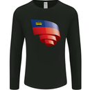 Curled Liechtenstein Flag Liechtensteiner Day Football Mens Long Sleeve T-Shirt Black