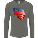 Curled Liechtenstein Flag Liechtensteiner Day Football Mens Long Sleeve T-Shirt Charcoal