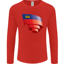 Curled Liechtenstein Flag Liechtensteiner Day Football Mens Long Sleeve T-Shirt Red