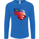 Curled Liechtenstein Flag Liechtensteiner Day Football Mens Long Sleeve T-Shirt Royal Blue