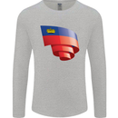 Curled Liechtenstein Flag Liechtensteiner Day Football Mens Long Sleeve T-Shirt Sports Grey