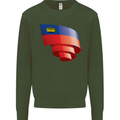 Curled Liechtenstein Flag Liechtensteiner Day Football Mens Sweatshirt Jumper Forest Green