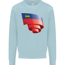 Curled Liechtenstein Flag Liechtensteiner Day Football Mens Sweatshirt Jumper Light Blue