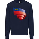 Curled Liechtenstein Flag Liechtensteiner Day Football Mens Sweatshirt Jumper Navy Blue