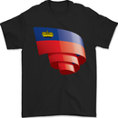 Curled Liechtenstein Flag Liechtensteiner Day Football Mens T-Shirt 100% Cotton Black
