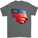 Curled Liechtenstein Flag Liechtensteiner Day Football Mens T-Shirt 100% Cotton Charcoal