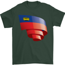 Curled Liechtenstein Flag Liechtensteiner Day Football Mens T-Shirt 100% Cotton Forest Green