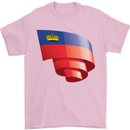 Curled Liechtenstein Flag Liechtensteiner Day Football Mens T-Shirt 100% Cotton Light Pink