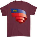 Curled Liechtenstein Flag Liechtensteiner Day Football Mens T-Shirt 100% Cotton Maroon