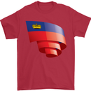 Curled Liechtenstein Flag Liechtensteiner Day Football Mens T-Shirt 100% Cotton Red