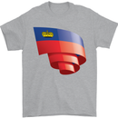 Curled Liechtenstein Flag Liechtensteiner Day Football Mens T-Shirt 100% Cotton Sports Grey