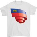 Curled Liechtenstein Flag Liechtensteiner Day Football Mens T-Shirt 100% Cotton White