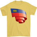 Curled Liechtenstein Flag Liechtensteiner Day Football Mens T-Shirt 100% Cotton Yellow
