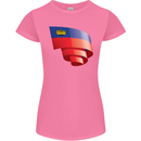 Curled Liechtenstein Flag Liechtensteiner Day Football Womens Petite Cut T-Shirt Azalea