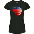 Curled Liechtenstein Flag Liechtensteiner Day Football Womens Petite Cut T-Shirt Black