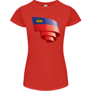 Curled Liechtenstein Flag Liechtensteiner Day Football Womens Petite Cut T-Shirt Red