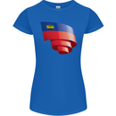 Curled Liechtenstein Flag Liechtensteiner Day Football Womens Petite Cut T-Shirt Royal Blue