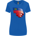 Curled Liechtenstein Flag Liechtensteiner Day Football Womens Wider Cut T-Shirt Royal Blue