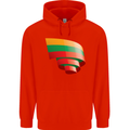 Curled Lithuania Flag Lithuania Day Football Childrens Kids Hoodie Bright Red