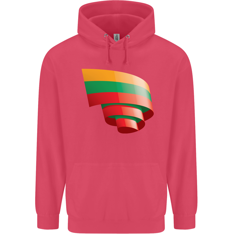 Curled Lithuania Flag Lithuania Day Football Childrens Kids Hoodie Heliconia