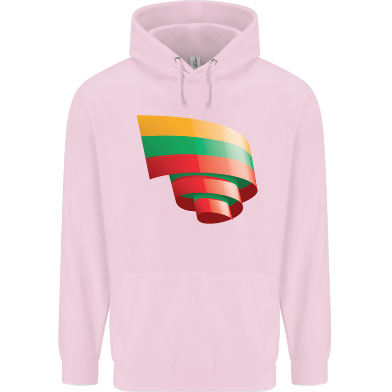 Curled Lithuania Flag Lithuania Day Football Childrens Kids Hoodie Light Pink