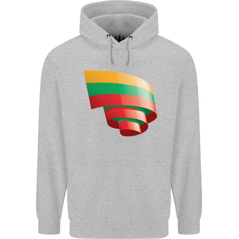 Curled Lithuania Flag Lithuania Day Football Childrens Kids Hoodie Sports Grey