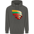 Curled Lithuania Flag Lithuania Day Football Childrens Kids Hoodie Storm Grey