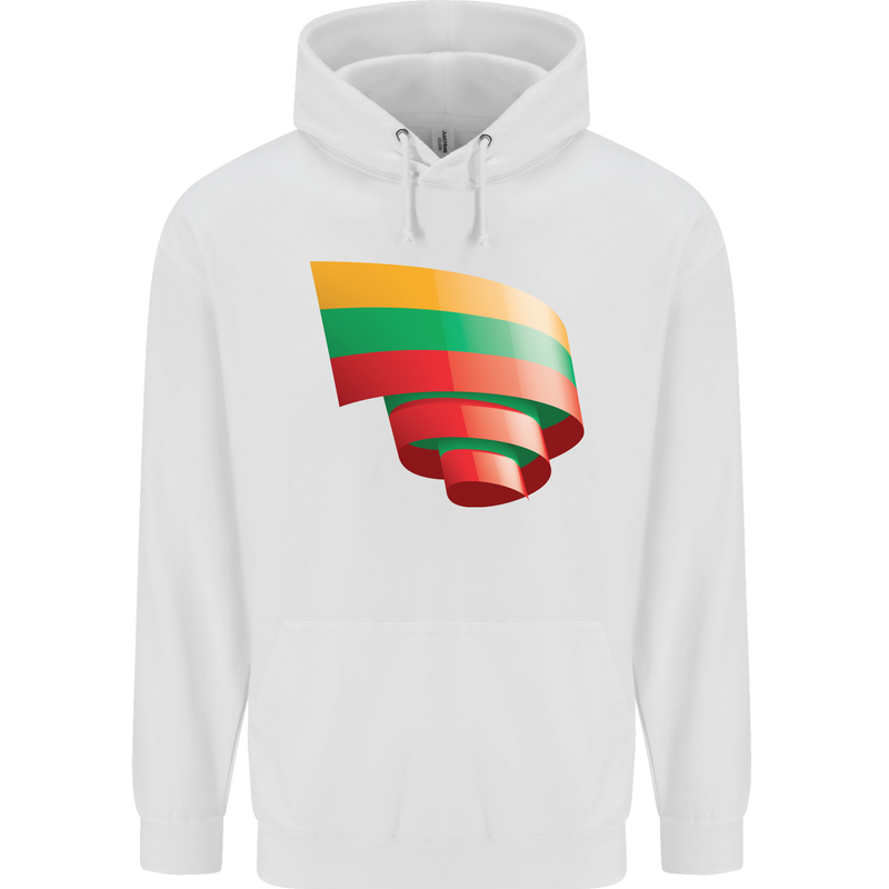 Curled Lithuania Flag Lithuania Day Football Childrens Kids Hoodie White