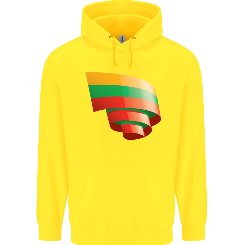Curled Lithuania Flag Lithuania Day Football Childrens Kids Hoodie Yellow
