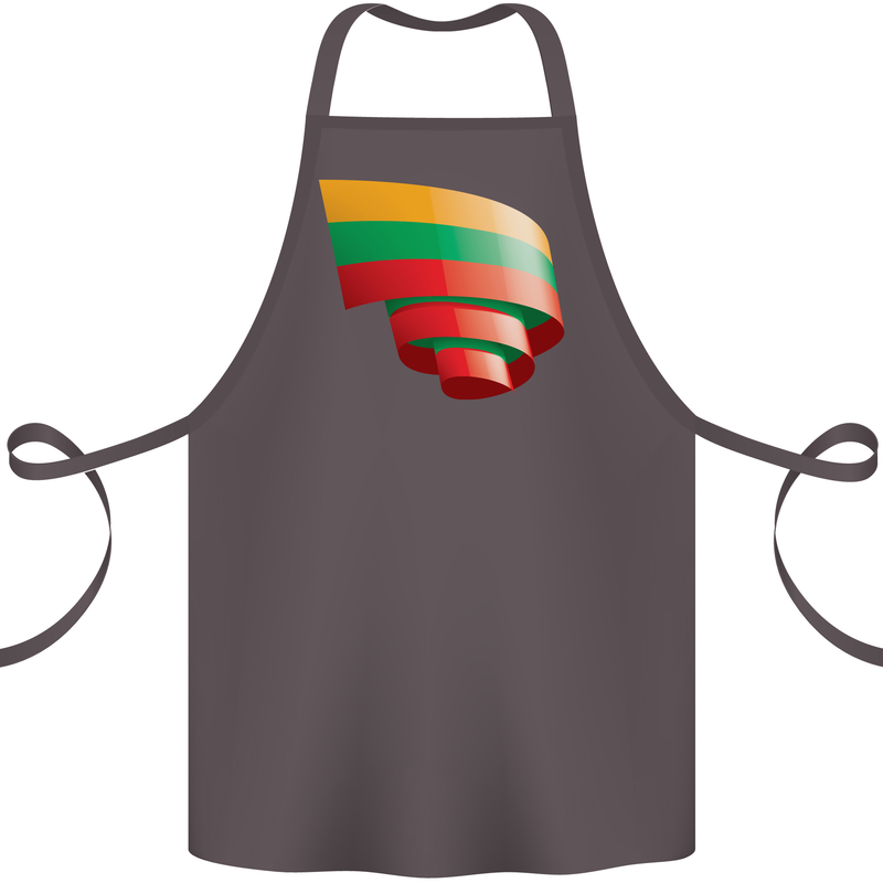 Curled Lithuania Flag Lithuania Day Football Cotton Apron 100% Organic Dark Grey