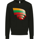 Curled Lithuania Flag Lithuania Day Football Kids Sweatshirt Jumper Black