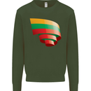 Curled Lithuania Flag Lithuania Day Football Kids Sweatshirt Jumper Forest Green