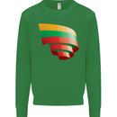 Curled Lithuania Flag Lithuania Day Football Kids Sweatshirt Jumper Irish Green