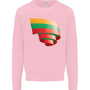 Curled Lithuania Flag Lithuania Day Football Kids Sweatshirt Jumper Light Pink
