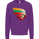 Curled Lithuania Flag Lithuania Day Football Kids Sweatshirt Jumper Purple