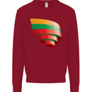 Curled Lithuania Flag Lithuania Day Football Kids Sweatshirt Jumper Red