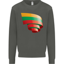 Curled Lithuania Flag Lithuania Day Football Kids Sweatshirt Jumper Storm Grey